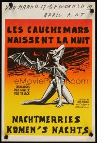 9t734 NIGHTMARES COME AT NIGHT Belgian '70 Les Cauchemars Naissent La Nuit, art of sexy girl & bat!