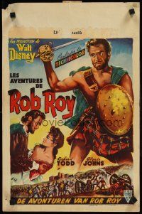 9t764 ROB ROY Belgian '54 Disney, artwork of Richard Todd as The Scottish Highland Rogue!