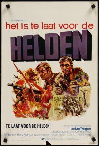 9t786 TOO LATE THE HERO Belgian '70 Jamin art of Michael Caine & Cliff Robertson in WWII!
