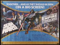 9t129 EMPIRE STRIKES BACK/STAR WARS British quad '80 George Lucas classic sci-fi epic!