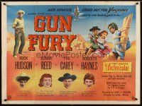9t136 GUN FURY British quad '53 Phil Carey steals Donna Reed & leaves Rock Hudson to die!