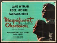 9t143 MAGNIFICENT OBSESSION British quad '54 artwork of Jane Wyman & Rock Hudson, Douglas Sirk!