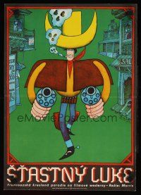 9t210 LUCKY LUKE Czech 11x16 '73 Daisy Town, great western cartoon art of cowboy in big hat!