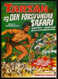 9t463 TARZAN & THE LOST SAFARI Danish R80s great artwork of Gordon Scott in the title role!