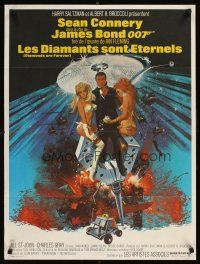 9t577 DIAMONDS ARE FOREVER French 23x32 '71 art of Sean Connery as James Bond by Robert McGinnis!