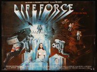 9t582 LIFEFORCE French 23x32 '85 Tobe Hooper directed, sexy space vampire, cool sci-fi art!