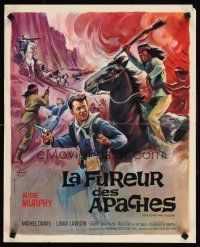 9t485 APACHE RIFLES French 15x21 '64 cool Grinsson artwork of cowboy Audie Murphy!