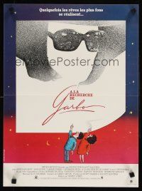 9t520 GARBO TALKS French 15x21 '84 great cartoon art of Anne Bancroft & Ron Silver catching a star!