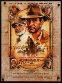 9t529 INDIANA JONES & THE LAST CRUSADE French 15x21 '89 art of Ford & Sean Connery by Drew Struzan!