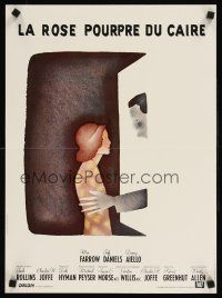 9t554 PURPLE ROSE OF CAIRO French 15x21 '85 Woody Allen, cool artwork by Jean-Michel Folon!