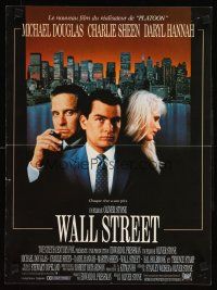 9t568 WALL STREET French 15x21 '87 Michael Douglas, Charlie Sheen, Daryl Hannah, Oliver Stone!