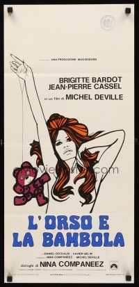 9t313 BEAR & THE DOLL Italian locandina '70 L'Ours et la Poupee, sexy Brigitte Bardot by DeRossi!