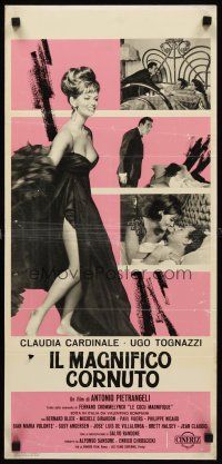 9t342 MAGNIFICENT CUCKOLD Italian locandina '65 sexy Claudia Cardinale in skimpy dress!