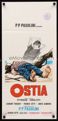 9t349 OSTIA Italian locandina '70 written by Pier Paolo Pasolini, brothers in love with same girl!