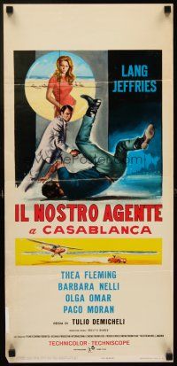 9t350 OUR MAN IN CASABLANCA Italian locandina '66 Lang Jeffries, Thea Fleming, action artwork!
