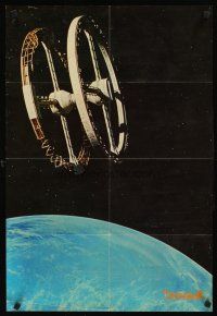 9t039 2001: A SPACE ODYSSEY 2-sided Japanese 20x29 1978 Kubrick, Town Mook, space wheel & Discovery