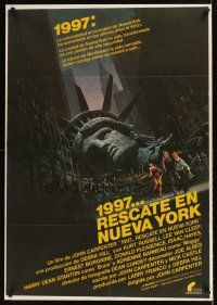 9t245 ESCAPE FROM NEW YORK Spanish '81John Carpenter, art of decapitated Lady Libery!