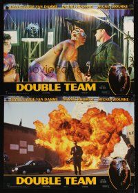 9t259 DOUBLE TEAM set of 4 Spanish 18x26s '97 Jean-Claude Van Damme & Dennis Rodman, action!