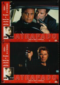 9t286 WHITE MAN'S BURDEN set of 2 Spanish 18x25s '95 John Travolta, Harry Belafonte, race relations!