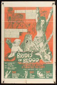 9t016 BRIDES OF BLOOD Trinidadian '68 wacky art of monster with natives & sexy women in peril!