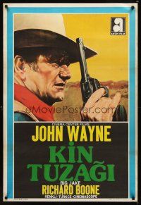9t100 BIG JAKE Turkish '71 great different image of John Wayne with revolver!