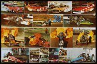 9w145 COLLINS ENTERPRISES English commercial poster '80s Mickey Thompson funny car & rails on fire!