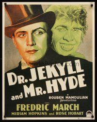 9w286 DR. JEKYLL & MR. HYDE commercial poster '80s Fredric March in full makeup as Mr. Hyde!