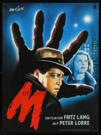 9w300 M German commercial poster '90s Fritz Lang, Degen artwork of Peter Lorre!