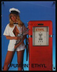 9w165 PUMPIN' ETHYL commercial poster '88 sexy woman gas station attendant!
