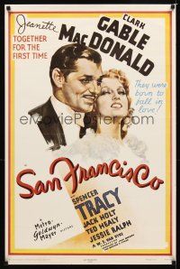 9w308 SAN FRANCISCO commercial poster '71 Clark Gable & sexy Jeanette MacDonald together!