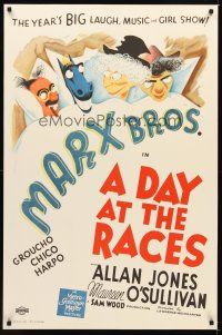 9w248 DAY AT THE RACES S2 recreation 1sh 2002 Groucho, Chico & Harpo Marx in bed with horse!