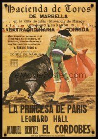 9w021 HACIENDA DE TOROS Spanish 19x27 '81 great art of bullfighter in ring w/bull!