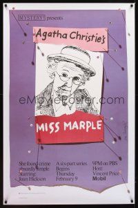 9w253 AGATHA CHRISTIE'S MISS MARPLE TV special 30x46 '89 artwork of Joan Hickson in title role!