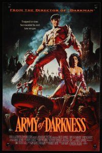 9w375 ARMY OF DARKNESS mini poster '93 Sam Raimi, art of Bruce Campbell with chainsaw hand!