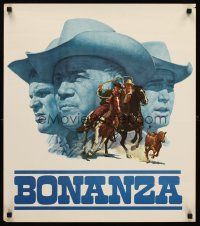 9w383 BONANZA TV special 21x24 '60s Bama art of Lorne Greene, Dan Blocker & Michael Landon!