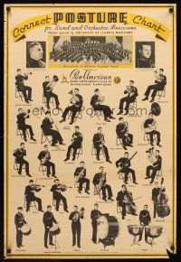 9w050 CORRECT POSTURE CHART 25x37 music poster '38 posed by The University of Illinois Band!