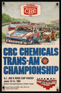 9w082 CRC CHEMICALS TRANS-AM CHAMPIONSHIP 17x26 advertising poster '81 art of Porches & Mustangs!