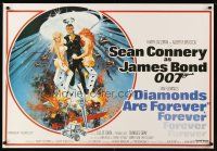 9w653 DIAMONDS ARE FOREVER REPRODUCTION English British quad '80s art of Connery as Bond by McGinnis