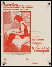 9w393 DIARY OF A CHAMBERMAID college poster '65 Jeanne Moreau, directed by Luis Bunuel!