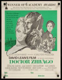 9w395 DOCTOR ZHIVAGO college poster '65 David Lean English epic, Howard Terpning art!