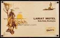 9w085 LARIAT MOTEL 14x22 advertising poster '50s Walla Walla, Washington, cool western artwork!