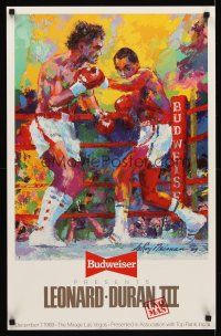 9w073 LEONARD DURAND III 19x30 advertising poster '89 Budweiser presents, Leroy Neiman boxing art!