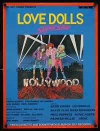 9w434 LOVEDOLLS SUPERSTAR video 18x23 poster '86 Warcot artwork of sexy punk chicks!