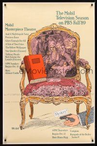 9w263 MOBIL MASTERPIECE THEATRE & MYSTERY 1989 TV special 30x46 '89 Chwast art of fancy chair!