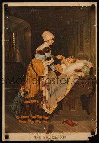 9w115 MOTHERS PET 14x20 art print 1890s Hearthstone art of woman tending baby!