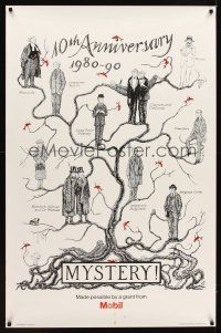 9w264 MYSTERY 10TH ANNIVERSARY 1980-1990 TV special 30x46 '90 PBS, Gorey art of series stars!