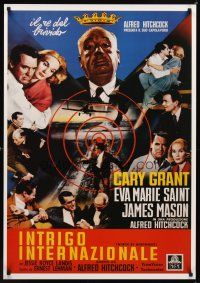9w666 NORTH BY NORTHWEST REPRODUCTION Italian special 28x40 '90s Cary Grant, Hitchcock classic!
