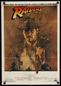 9w456 RAIDERS OF THE LOST ARK special 17x24 '81 art of adventurer Harrison Ford by Amsel!