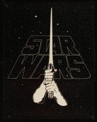 9w473 STAR WARS bootleg 22x28 '77 George Lucas' sci-fi classic, art of hands & lightsaber!