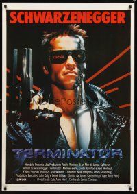 9w676 TERMINATOR Italian commercial poster 28x40 '80s cyborg Arnold Schwarzenegger with gun!